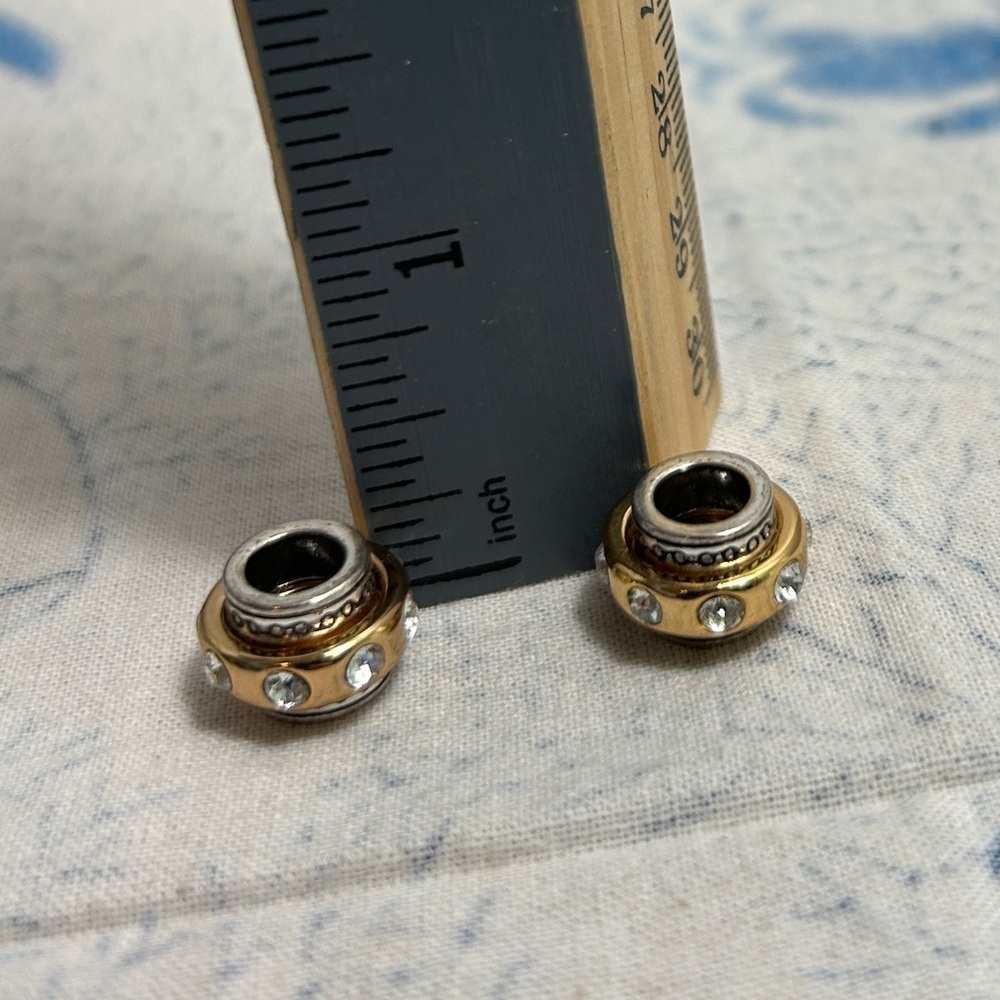Brighton Dazzle Two-tone Spacer Bead Crystals Silver & Gold Plated Lot of 2 - Picture 9 of 9